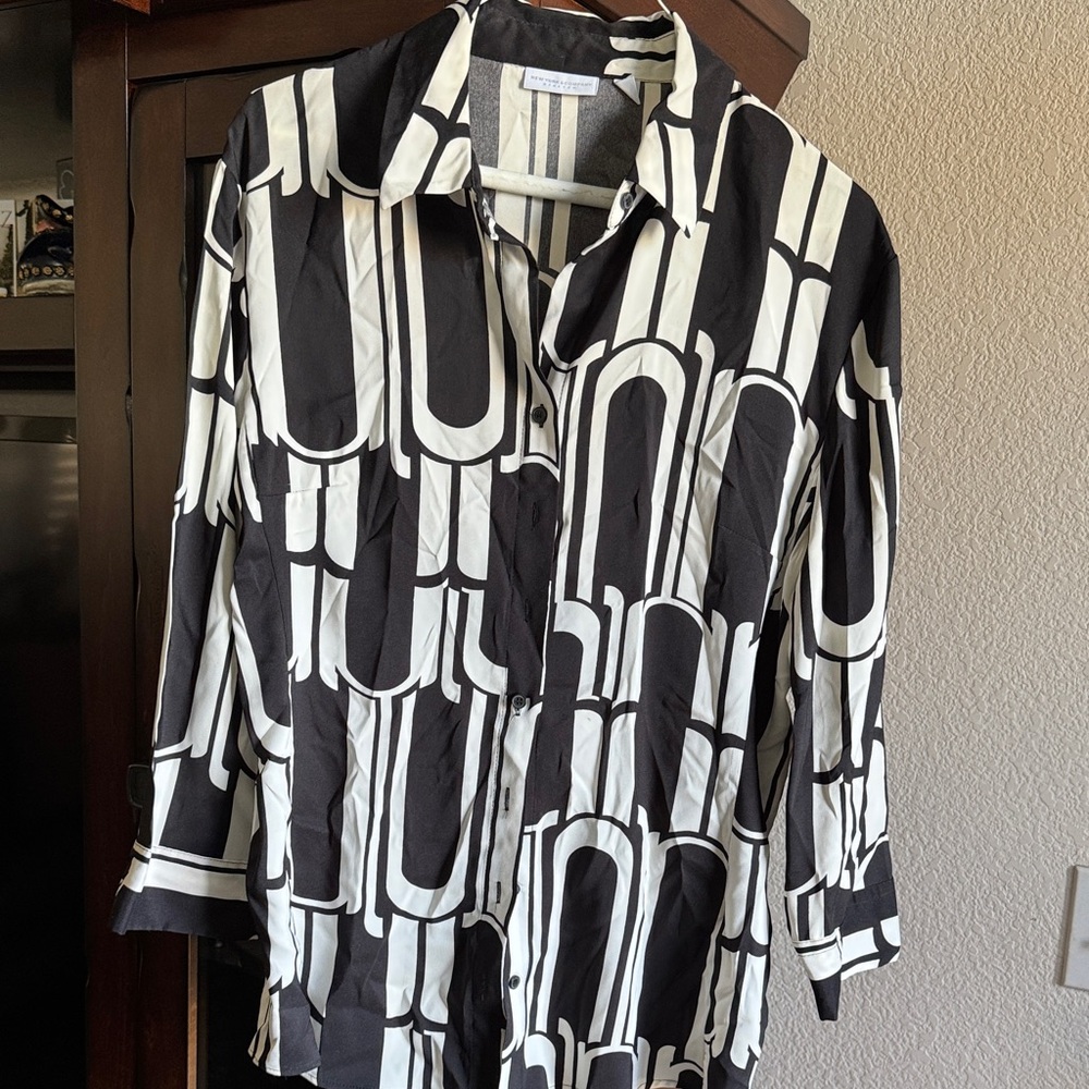 New York & Company Monochrome Striped Shirt